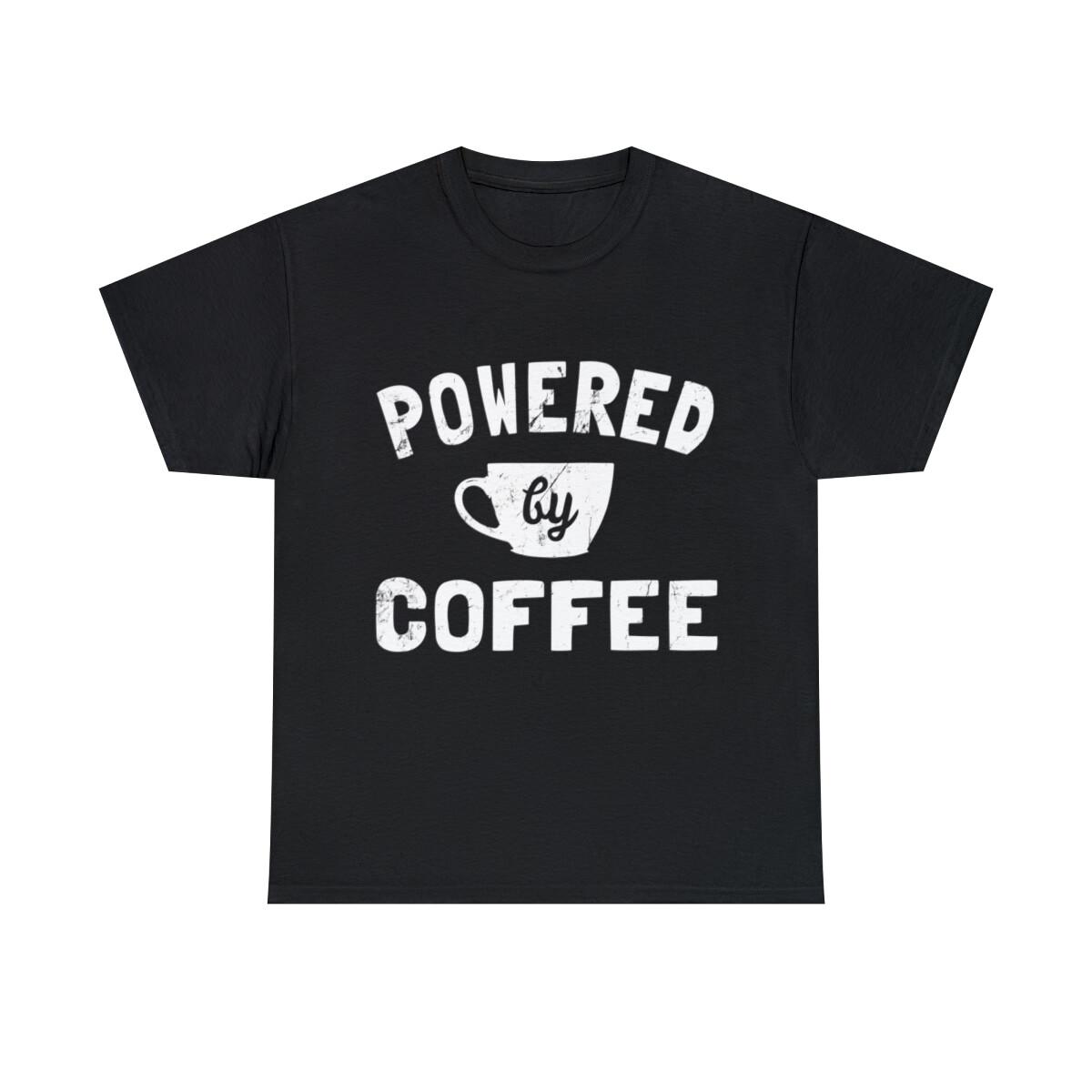 Powered By Coffee Funny Graphic Tee Shirt, S-5XL XL