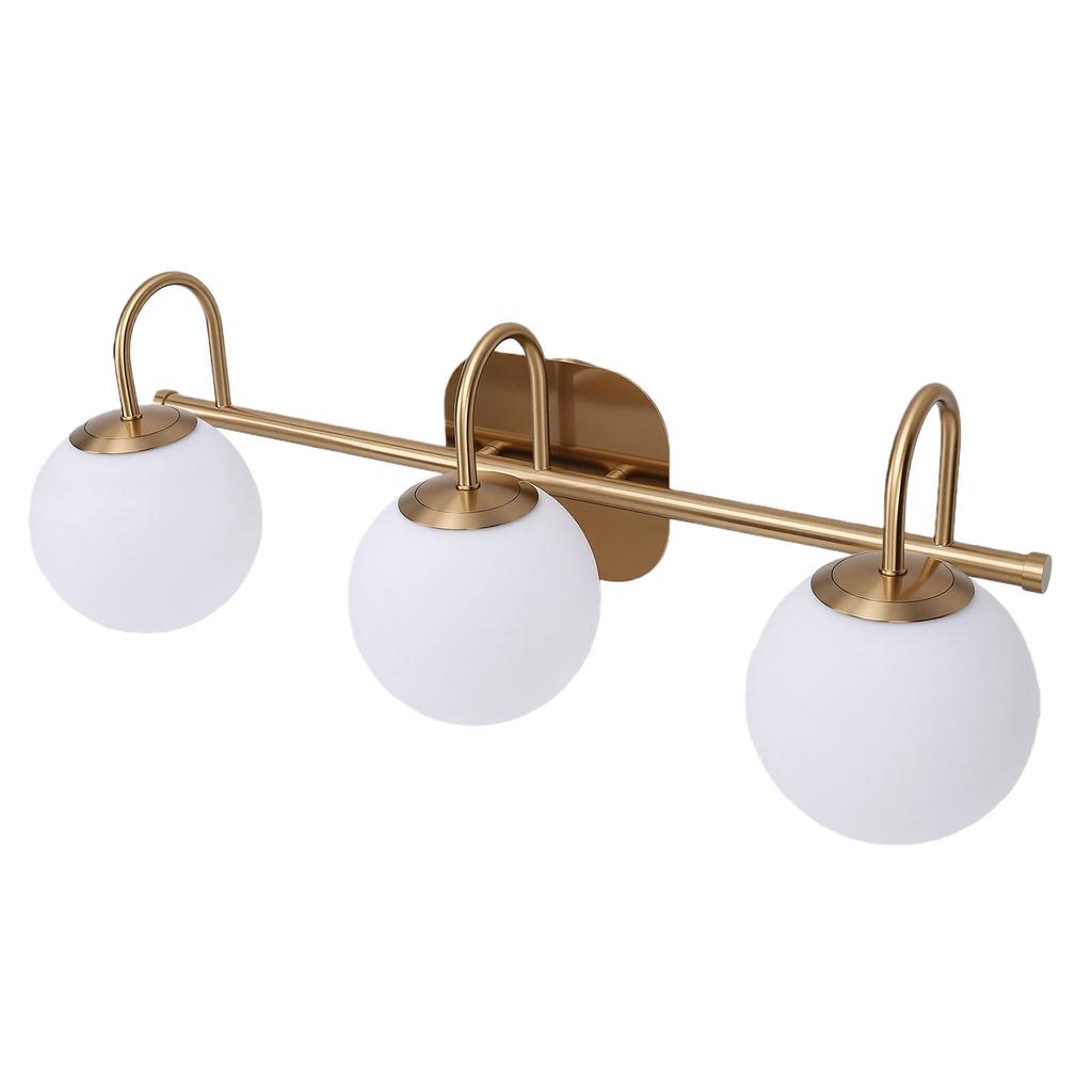 Bathroom Vanity Light Over Mirror Vintage LED 3 Light Bathroom Light Fixtures with Frosted Glass Lampshades for Living Room Hallway