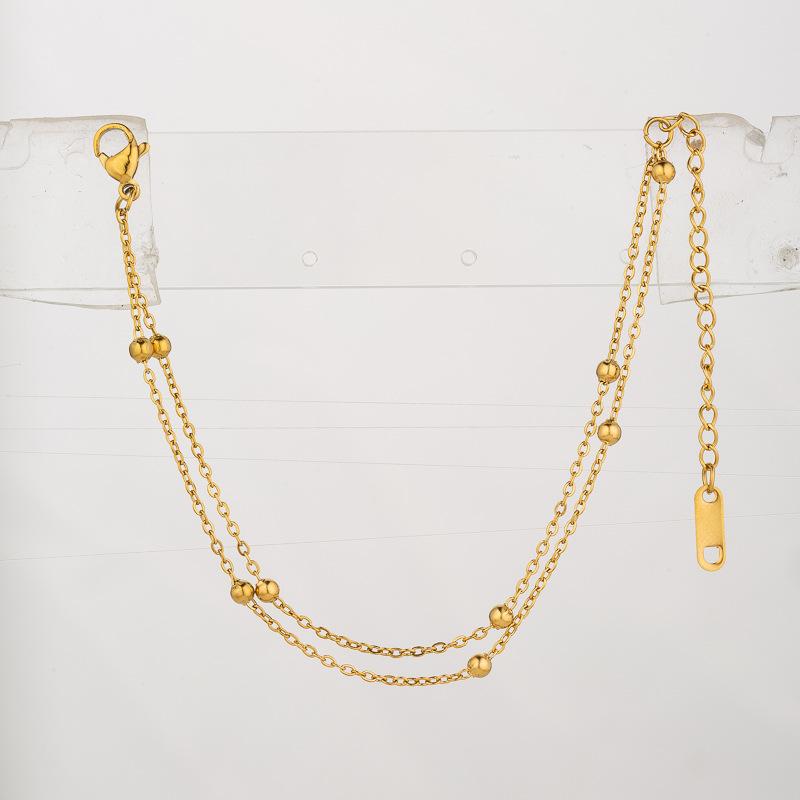 Stainless Steel Temperament Multi Layer Beads Bracelet for Women Classic Charm Anklets Bangle Lucky Jewelry Gift Colorfast