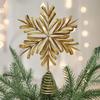 Gwiazda na choinkę 3D Płatki śniegu Gwiazda Ozdoba na czubek choinki Metalowe ozdoby Ekspozycja Dekoracje świąteczne na zewnątrz do domu Jesień