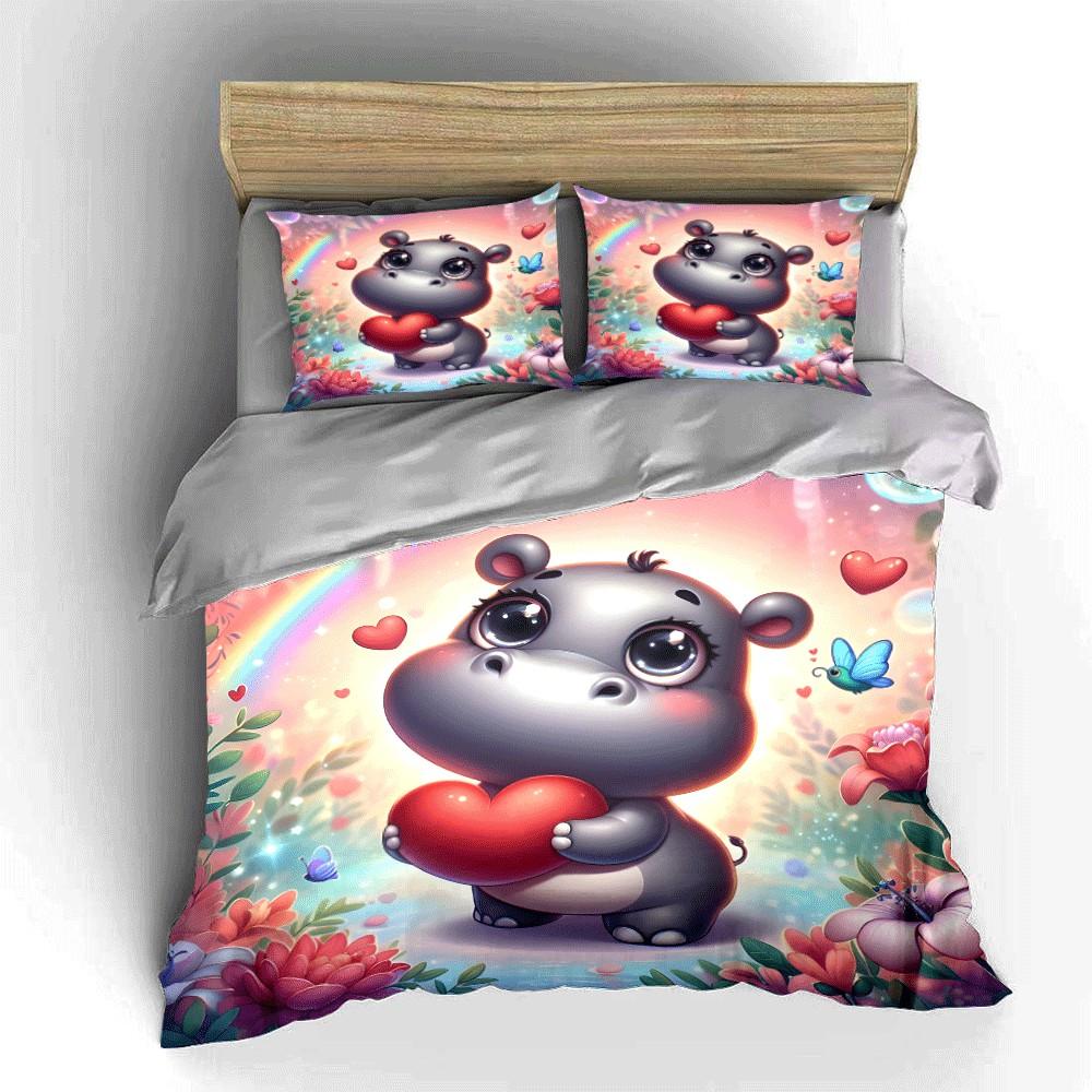 Colorful Floral Fantasy Set Exquisite Three-Piece Bedding Set Gift For Kids And Adults