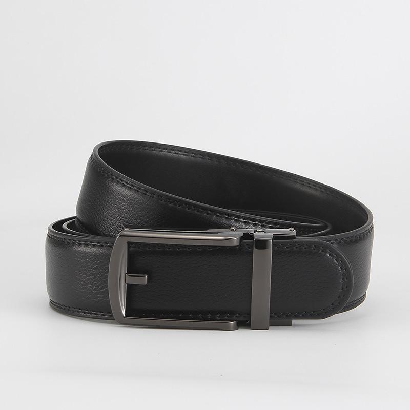 Dolly Road, Reverse Buckle Belt 3.5 Automatic Buckle Two-Layer Cowhide Belt, Men'S Leisure Belt