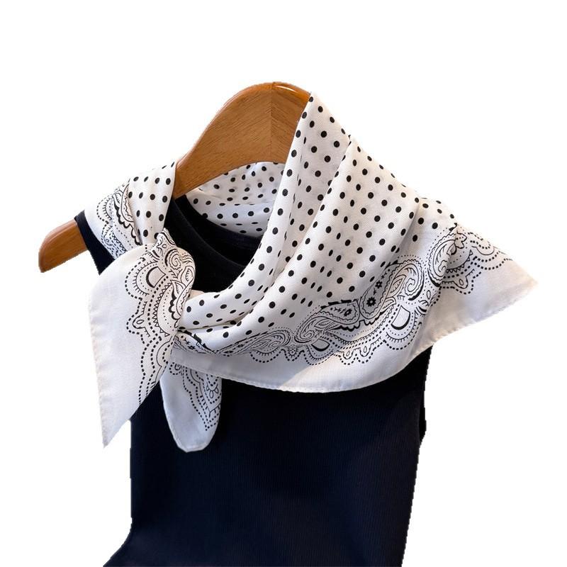 Polka Dot Cashew Herringbone Pattern Cotton And Linen Small Square Scarf Silk Scarf Imitation Velvet Headscarf Shawl Sun Protection Scarf