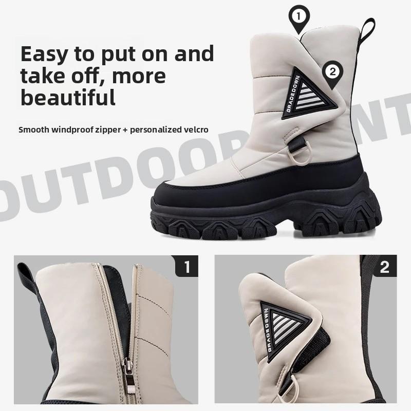 Fashion 2026Winter Boot for Women Thickened Plush Warm Snow Boots Women Mid-calf Boots Winter High-top Cotton Shoes Platform Boot Botas