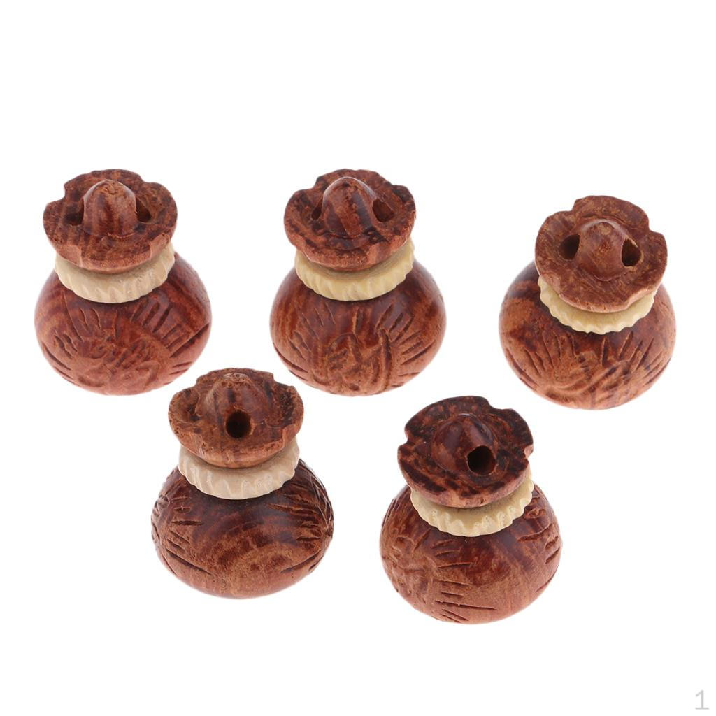 5 Piece Carved Wooden Charm Pendants For DIY Bracelets Women Blood Ebony