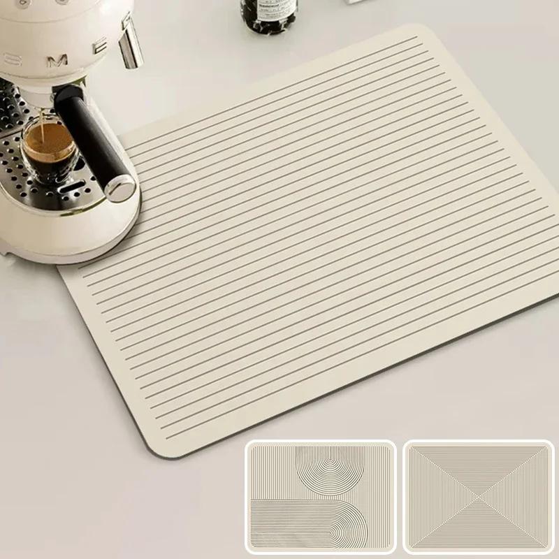 Non-slip Kitchen Super Absorbent Mat Guard Countertop Protector Kitchen Accessories Coffee Machine Pads Rubber Drying Pad