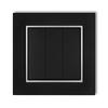 Triple switch with frame karlik mini, matt black/silver
