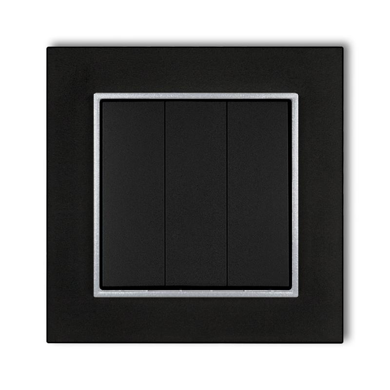 Triple switch with frame karlik mini, matt black/silver