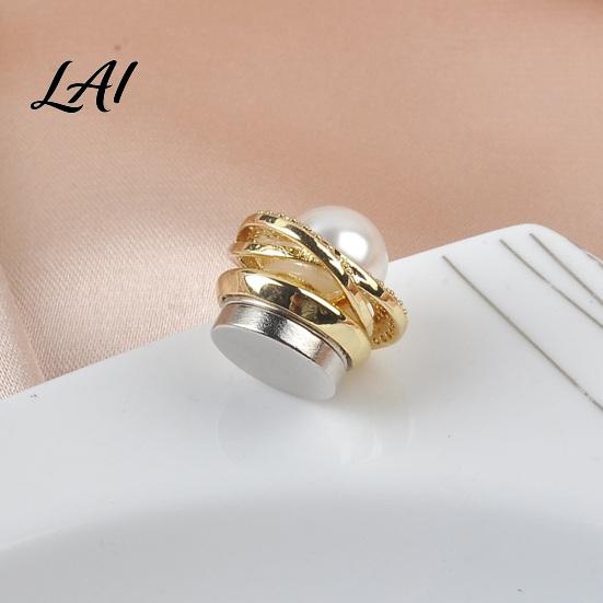 No Damage Scarf Button Faux Pearl Magnetic Pin Sew Safety Secure Pin for Shirts Sweater Reusable Clothing Decorative Brooch Anti Exposure Buttons