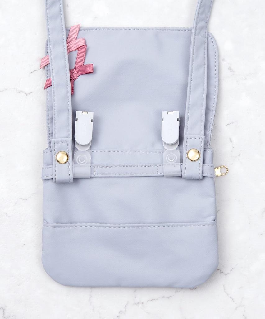 Ribbon Folding Pocket Pochette X for Pocket Attachable Pocket Clip Tissue Tissue Holder [panpantutu] [Panpantutu] (Gray Pink) Girls, Bag, Pocket,