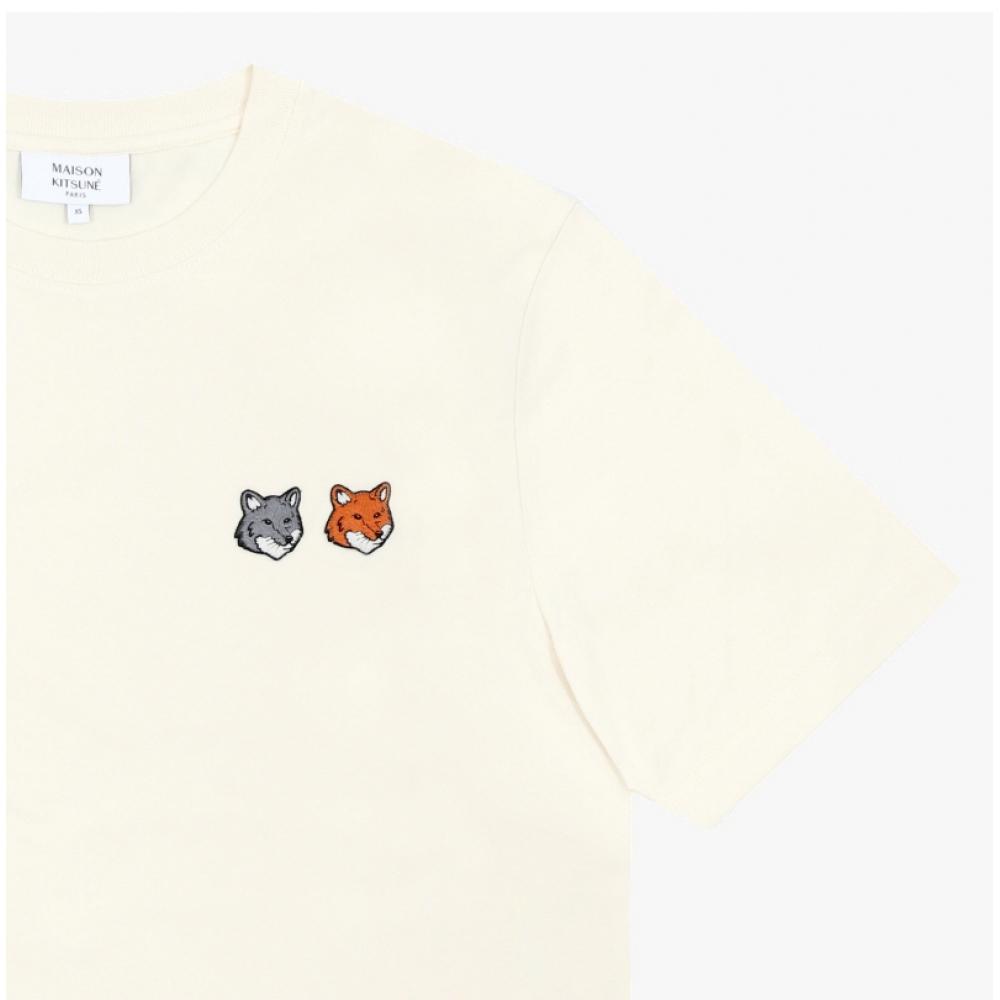 Maison KiTsune Men Double Fox Head PaTch ShorT Sleeve T shirT Om011cfkj7025 P702