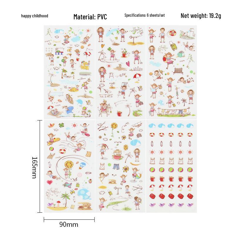 Korean Cartoon Animal Transparent PVC Stickers for Diaries and Baby Growth Journals