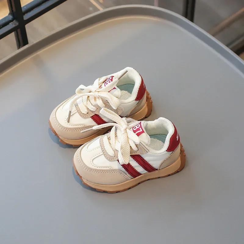 Toddler Kids Sports Shoes Thick Soft Sole Boys Girls Walking Shoes Striped 2024 New Fashion Children Casual Shoes Wear-resistant