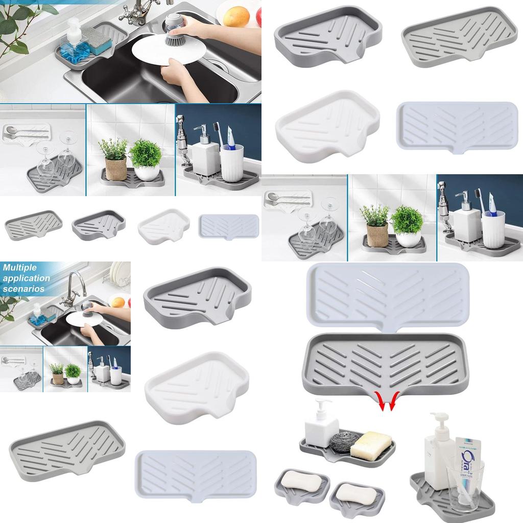 Premium Quality Silicone Soap Holder With Drainage Pad Large Size Slate Grey