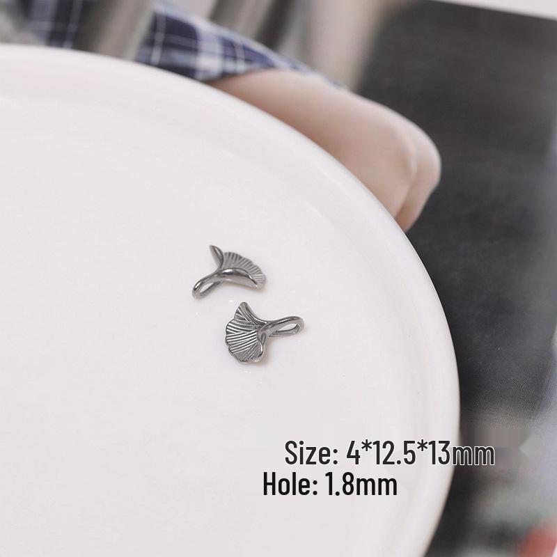 DIY Titanium & Stainless Steel Ginkgo Leaf and Fish Tail Pendant Charms for Handmade Necklaces
