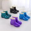 Women's Fleece-Lined Waterproof Rubber Rain Boots with Thick Non-Slip Sole