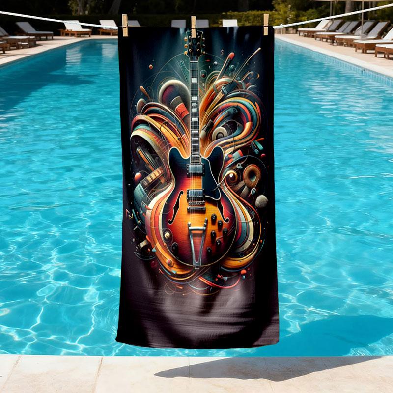 Fender Print Beach Towel Design, Soft, Lightweight. for Home Bathroom, Spa, Pool, Yoga, Surfing, Camping, Gift for Family, Friend