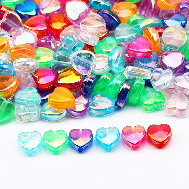 

100 шт., 8 мм, прозрачные акриловые бусины в форме сердца, объемные бусины-разделители
