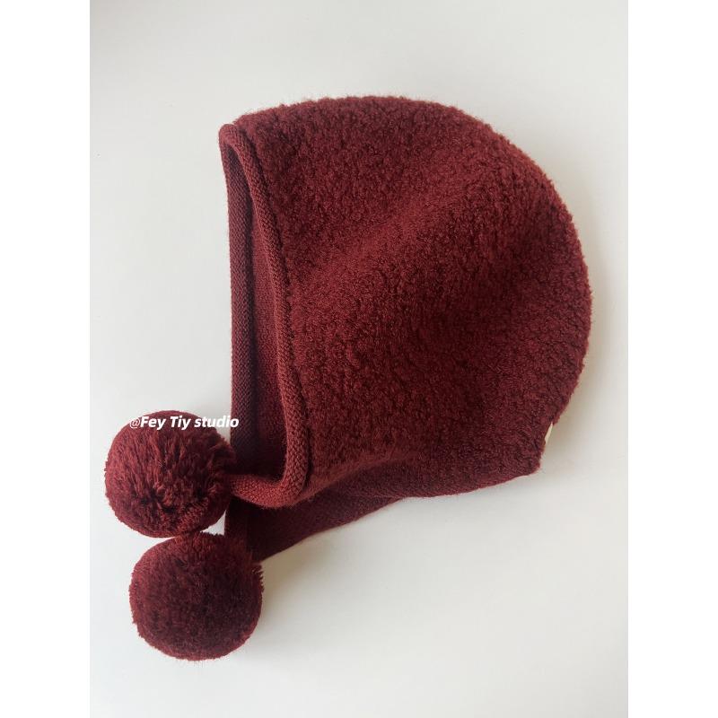 

Mary Korean 100% merino wool stacking hat, women s autumn and winter high-end ear protection hat, small face warm knitted cold hat