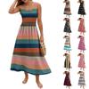 Ladies' Striped Summer Casual and Fashionable Sleeveless Long Dress