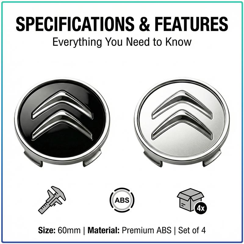4Pcs 60MM Car Wheel Center Hub Cap Tire Rim Cover Decoration For Citroen C1 C2 C3 C4 C4L C5 C6 C8 DS3 DS4 DS5 DS6 LS Berlingo Picasso c elysee