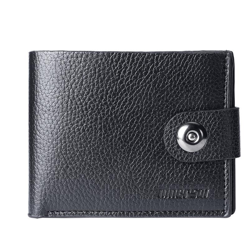 Men's Leather Magnetic Snap Wallet with Zipper – Horizontal Style for Holding Driver's License