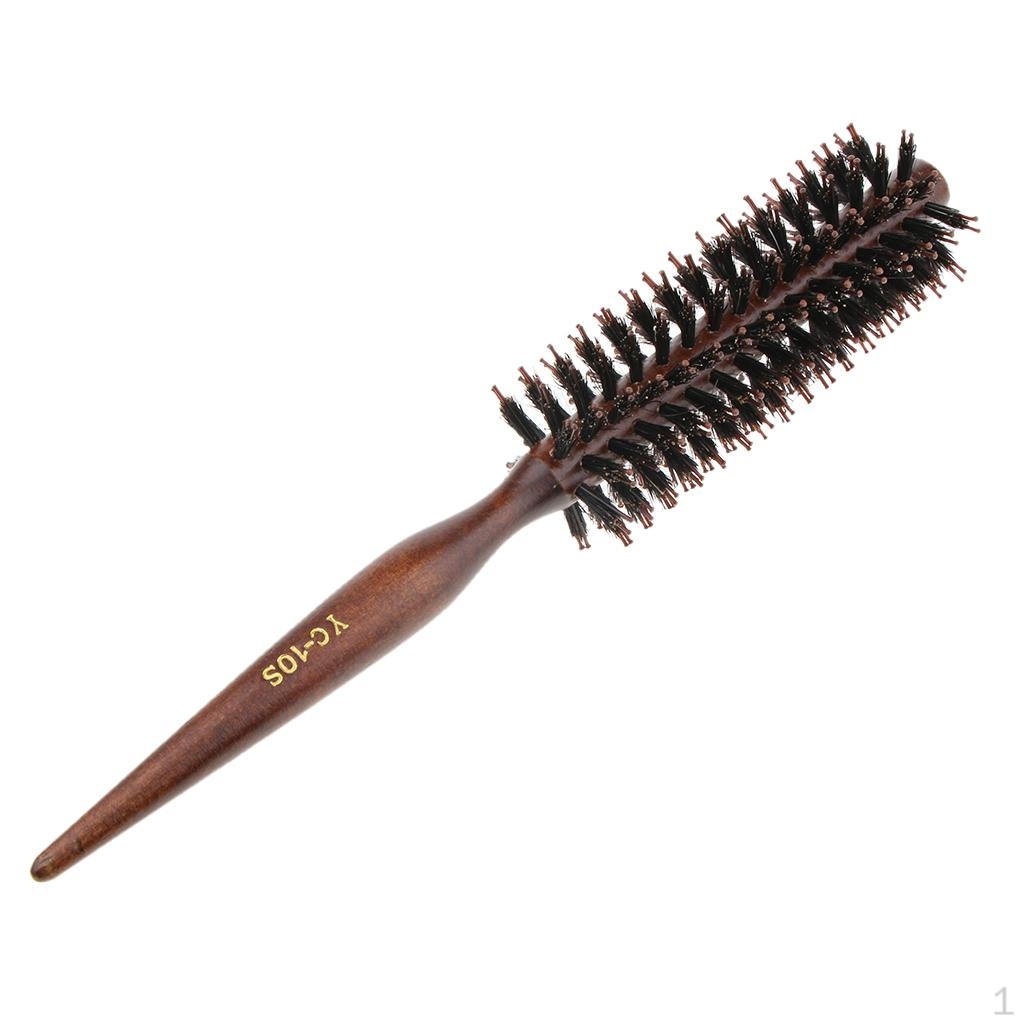 Round Hair Roller Brush Wood Handle Hairbrush Comb 10 Row