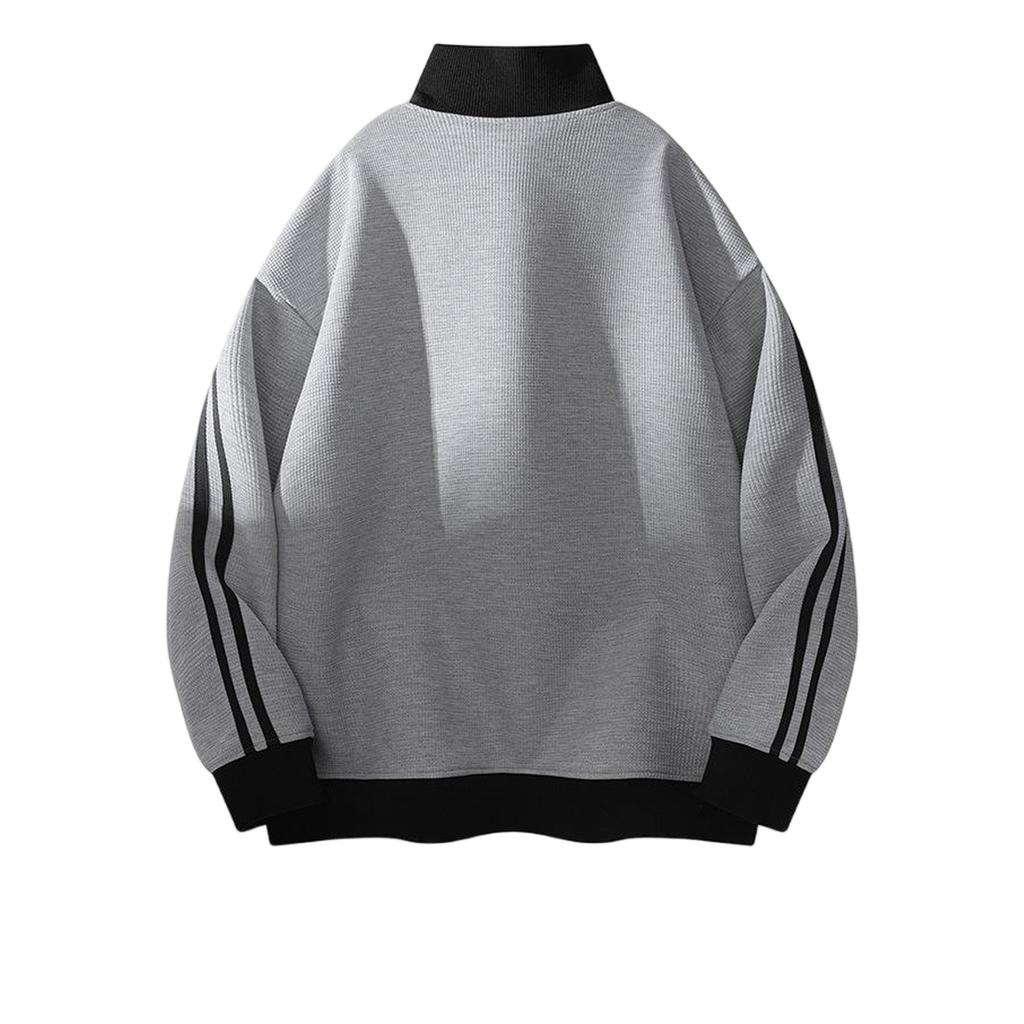 Kardigan w stylu retro collegeowym Styl sportowy Luźna bluza z kapturem Casualowa kurtka kolorowa Stójka Kurtka w paski