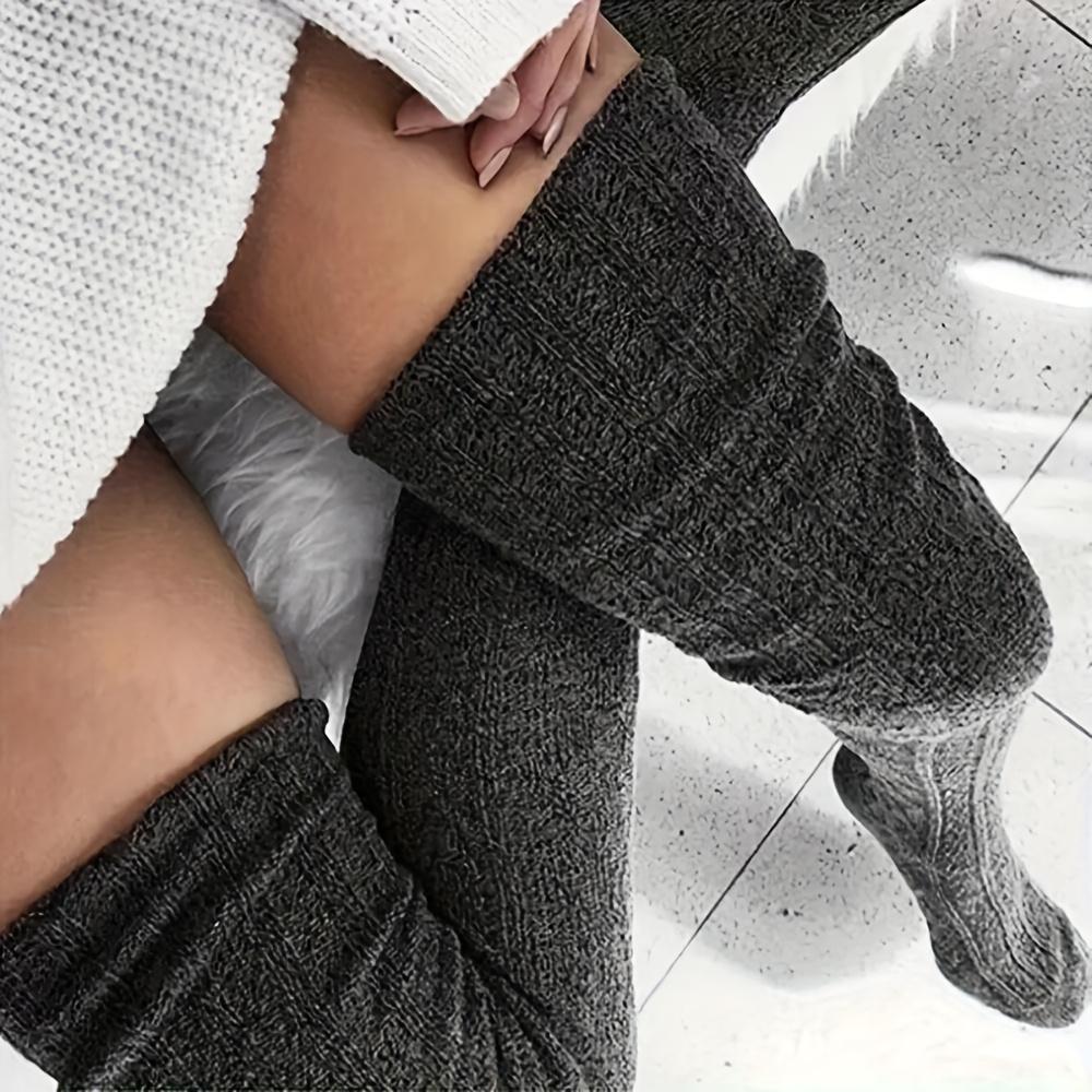 High Quality3 Pairs Women's Thick and Comfortable Knee-high Knitted Socks - Warm and Fashionable College Style, Essential for Cold Weather - For