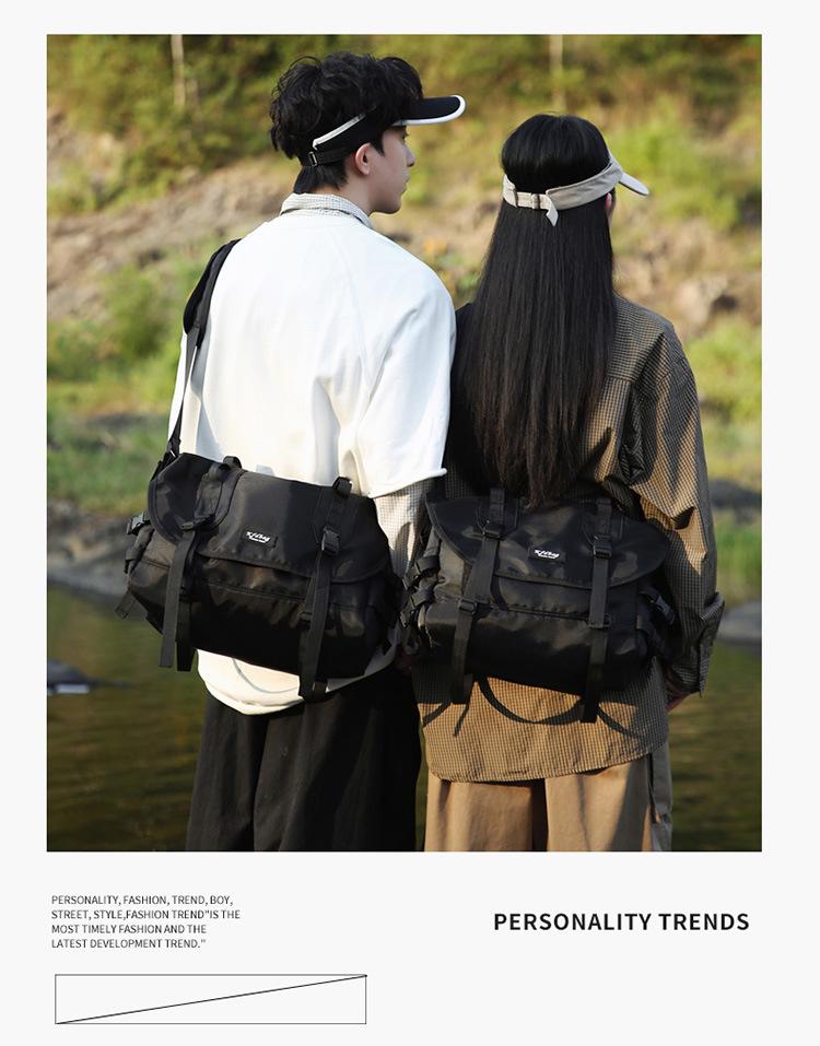 Unisex Crossbody Bag - Korean-Influenced, Casual Nylon, Waterproof, Functional Workwear Style