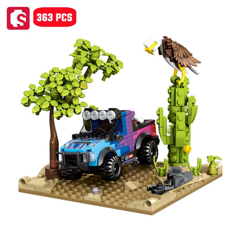Non-Toxic Sembo Sports Car Building Blocks Moc Racing Vehicle Models Off-Road Assembly Bricks Car Construction Set For Children Toy Kids Gifts
