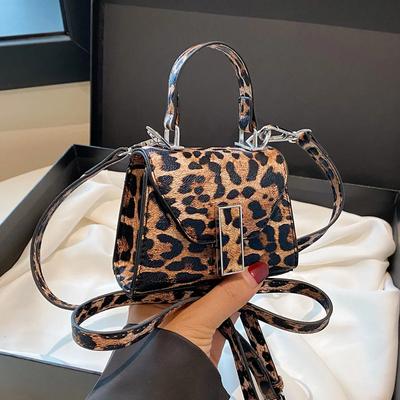 Mini Leopard Square Bag for Women  Small Travel Bag  Designer Crossbody Bag with Short Strap  Fashion