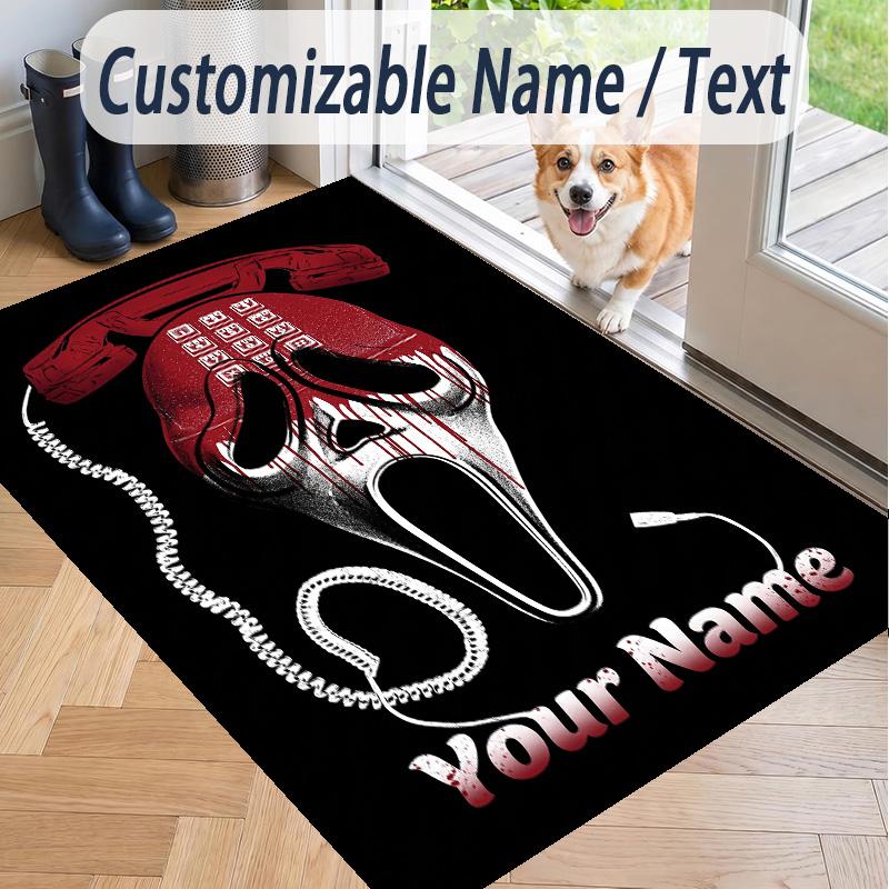 Custom Text Scream Ghostface Pattern Floor Rug Soft Indoor Carpet Mat Living Room Bedroom