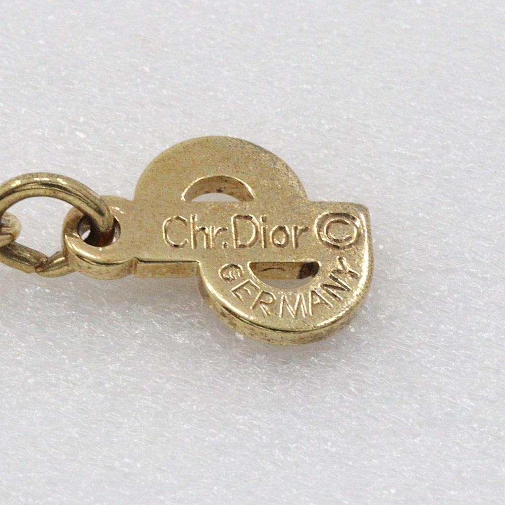 Dior 3P Necklace vintage Plated Gold/Rhinestone 4.5g Women Used