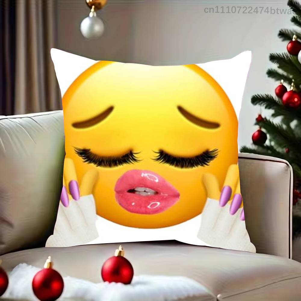 Federe Cuscino con Adesivi Emoji Divertenti Federa Cuscino Carina e Divertente Per Festa di Matrimonio Decorazione per la Casa Comoda Copertura per Cuscino