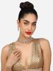 Green Pink Stones Austrian Diamonds Embellished Choker Necklace Earring & Ring Set For Women