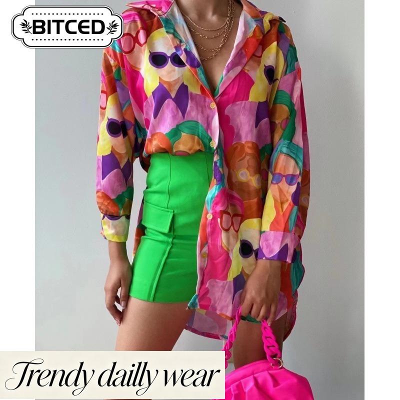 BITCED Camicette e camicie con collo a polo, casual, alla moda, da donna