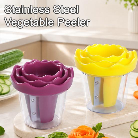 Vegetable Roll Slicer Spiral Curler, Stainless Steel Blade Handheld Twister, Creative Home Cooking Accessory Rotatable Fruit Cutter for