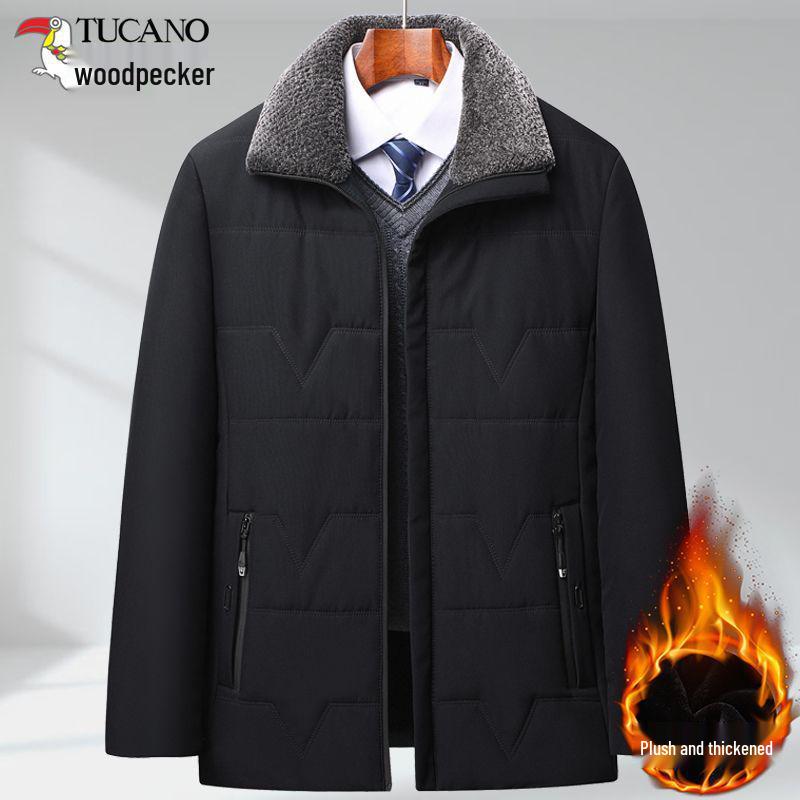 

Мужское хлопковое пальто на флисовой подкладке Woodpecker для мужчин среднего и пожилого возраста - Теплый комплект куртки для папы или дедушки (Возраст 50-70 лет) 175/92A for 95-110 lbs