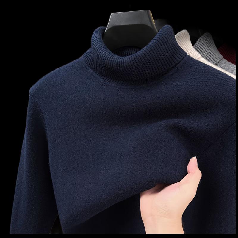 Yiliteng Men's Solid Turtleneck Sweater