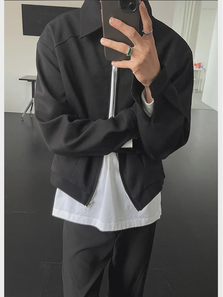 Korean-Style Men's Autumn/Winter Casual Loose Short Coat with Wide Lapel