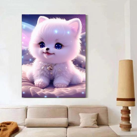 1 ensemble de peinture de strass de chat de dessin animé avec outils de perçage de toile, perceuse complète 5D, artisanat de bricolage, Kit de décoration de dessin artistique en strass pour débutants et adultes