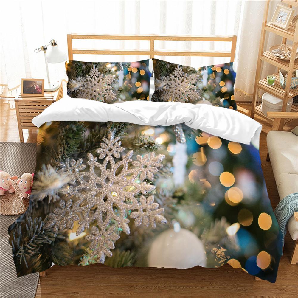 3D Christmas Bedding Set Christmas Gift Quilt Cover Pillow Case 2 or 3 AU/EU/DE/ES Full Size Soft Home Decoration