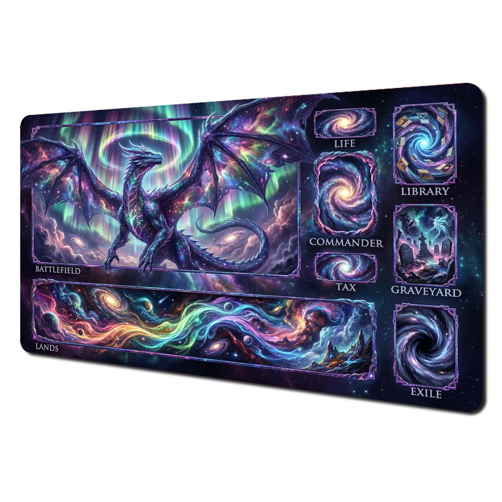 Aurora Starry Sky Dragon Magic Card Battle Mat Mtg Playmat Antislip Base 35x60cm Gathering Gaming Mats Board Game Mat For Tcg