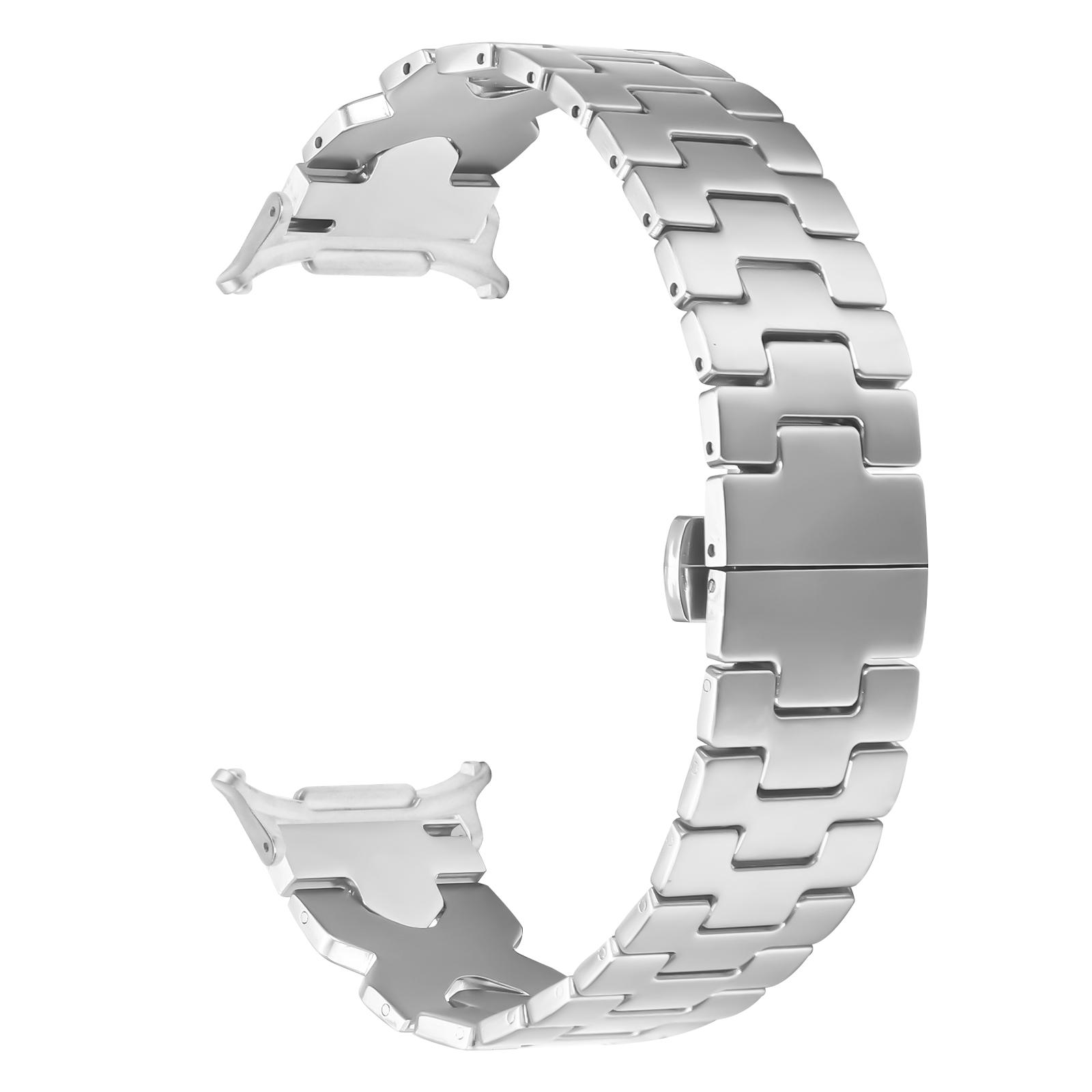 

Watch Band for Samsung Galaxy Watch8 44mm/Watch8 40mm/Watch8 Classic 46mm Stainless Steel Strap with X-Shaped Butterfly Clasp