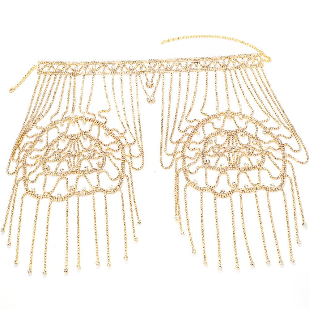 New Arrival Full Crystal Tassel Shoulder Chain - Sparkling Pavé Rhinestone Body Jewelry for Stage Performance