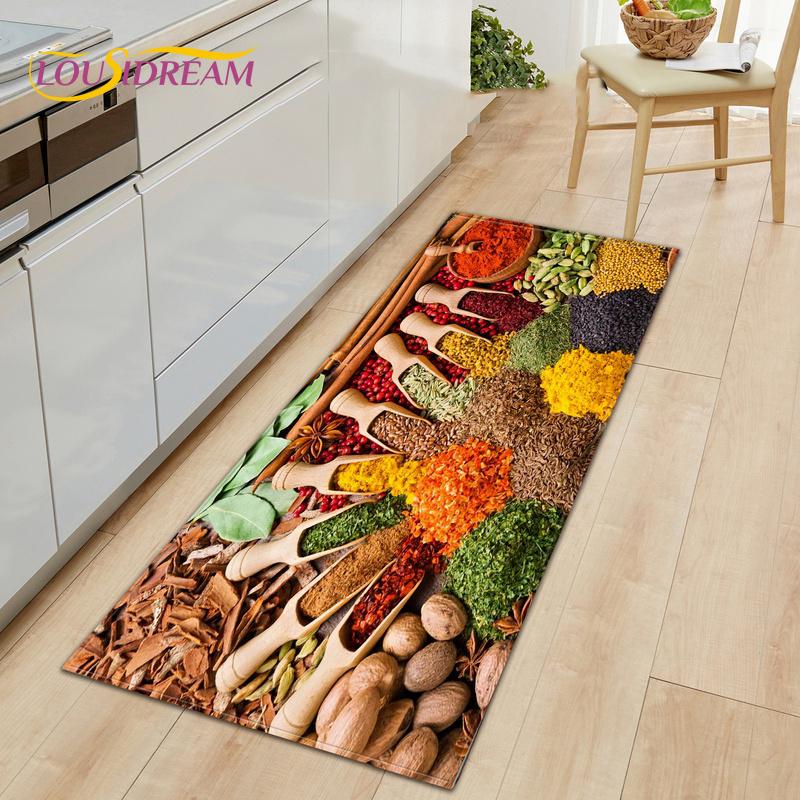 Cucina Spezie Condimento Cucchiaio Motivo Tappeti Tappetini Ingresso Cucina Corridoio Antiscivolo Decorativo Tappetino Pavimento Tappeto Area Regalo