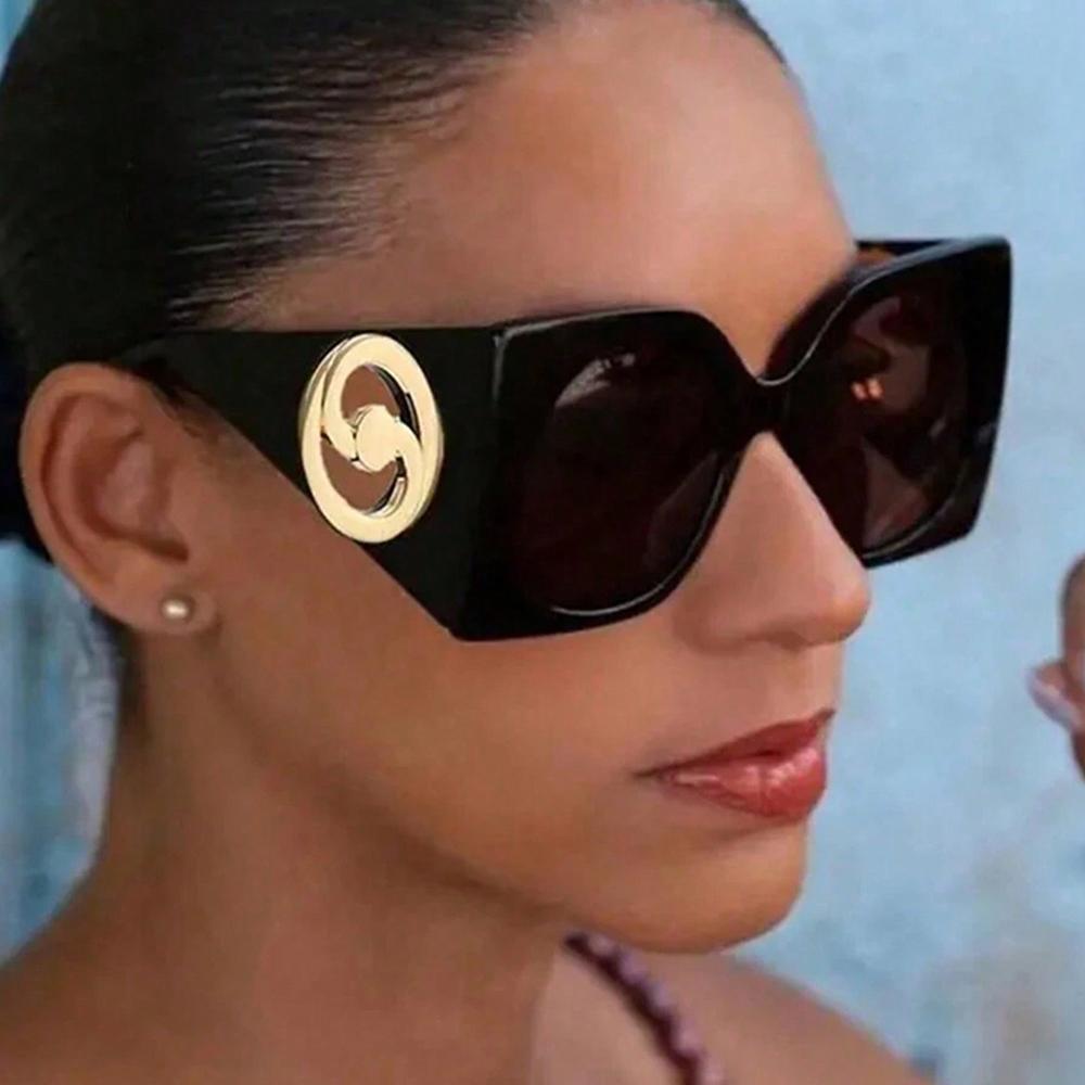 1 pz Occhiali da Sole Punk Vintage Quadrati Oversize Maschera Uomo Donna Montatura Grande Gamba Larga alla Moda Occhiali da Sole Lenti per Dama UV400