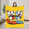 Cupheads & Mugmans Warm Soft Blanket Cartoon Kids Adult Plush Throw Blanket Graphic Couch Chair Flannel Bedspread Sofa Bed Cover