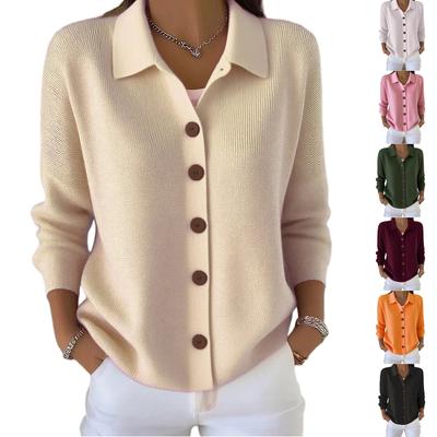 Women's Fashionable Long-sleeved Solid-color Pullover Knitted Sweater Top